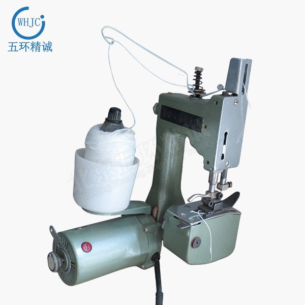 whjc609 廠家防汛沙袋專用封口機麻袋自動連續手提式快速穿線式封包機